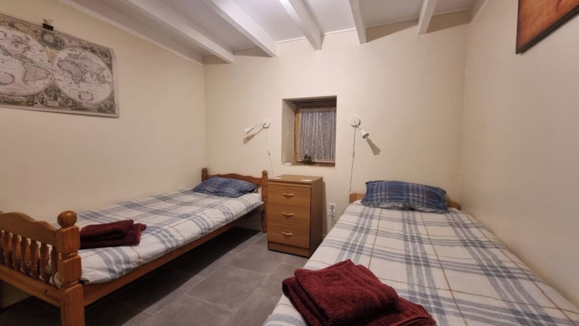 2 bedrooms, iron/ironing board, travel crib, bed sheets