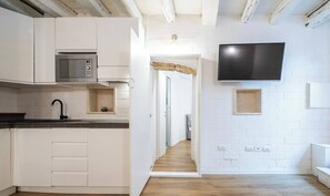 Kühlschrank, Mikrowelle, Herdplatte, Geschirrspüler