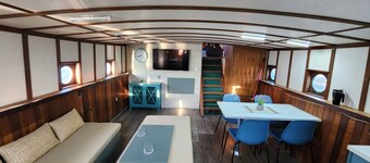 Retro Boat in Quiet Marina, Whale Watching, Sea Otters and Lions, Crab Fishing