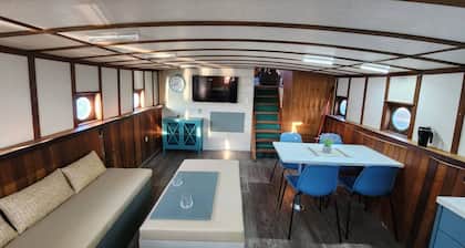 Retro Boat in Quiet Marina, Whale Watching, Sea Otters and Lions, Crab Fishing