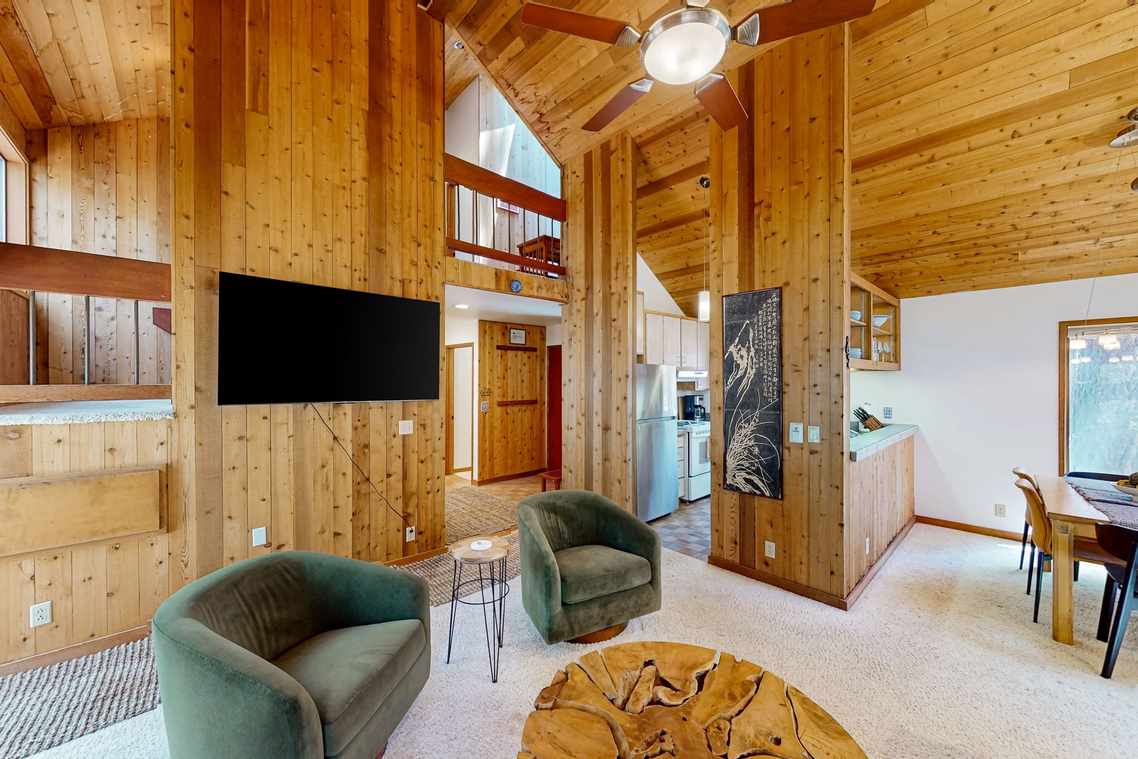 Télévision, cheminée, livres