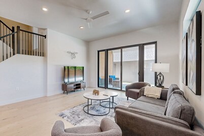Two modern townhouses with enclosed backyards