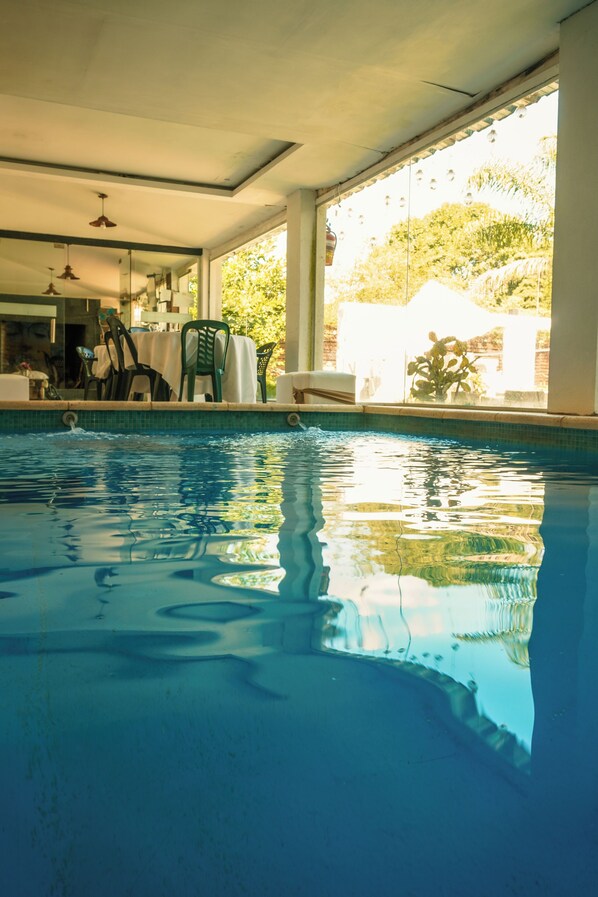 Indoor pool, outdoor pool, open open 24 hours a day, pool umbrellas