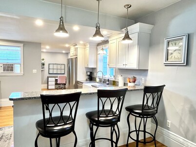 Stylish home next to train to Boston, near Salem