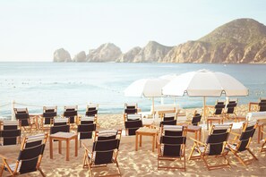 Sun-loungers, beach towels
