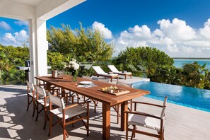 Outdoor dining - TC Villas -Allegria -Beachfront Luxury in Emerald Point, the Malibu of TCI (Providenciales)