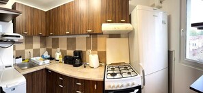 Fridge, microwave, oven, stovetop - Studio Victoriei - Central Location with AC (București)