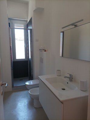 Dusche, Haartrockner, Bidet, Handtücher