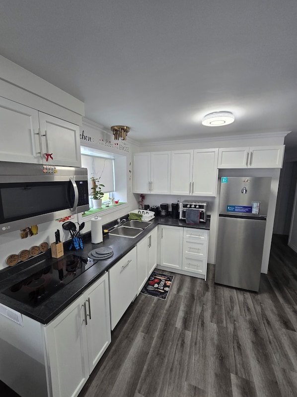 Fridge, microwave, stovetop, dishwasher