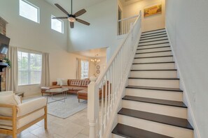 TV, fireplace - Private Beach at Lakefront Summerfield Getaway! (Summerfield)