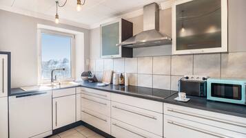 Frigorífico, microondas, horno y placa de cocina