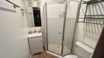 Shower, towels, soap, shampoo