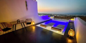 Lyxigt dubbelrum - 1 kingsize-säng - privat pool - mot havet | Terrass/Patio