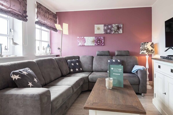 TV, DVD player, livros, aparelho de som