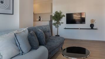 Luxury Apartment, City View | 2 bedrooms, in-room safe, blackout drapes, iron/ironing board