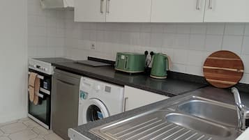 Fridge, microwave, oven, dishwasher