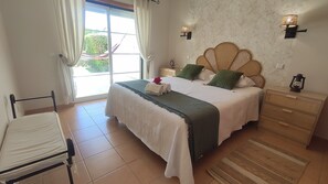 1 bedroom, desk, iron/ironing board, travel cot