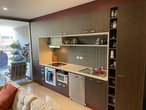 Fridge, microwave, oven, dishwasher