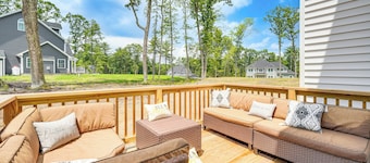 Deck & Yard: Spacious Poconos Home