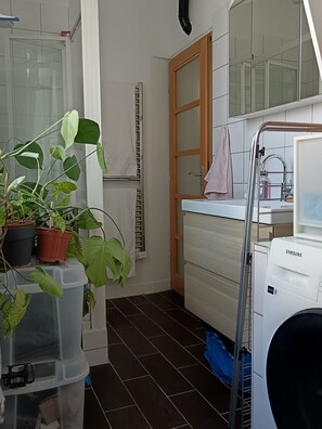 Ducha, toallas y papel higiénico