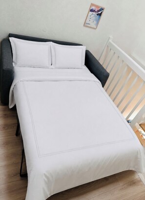 1 bedroom, iron/ironing board, bed sheets