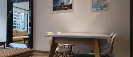 Fridge, microwave, oven, blender