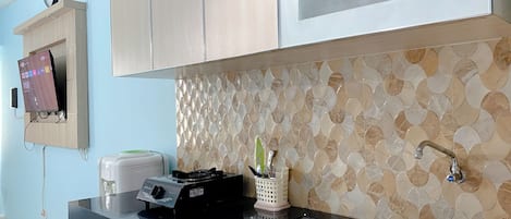 Deluxe Studio | Dapur peribadi | Peti sejuk mini, dapur