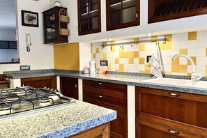 Kühlschrank, Ofen, Geschirrspüler, Esstisch