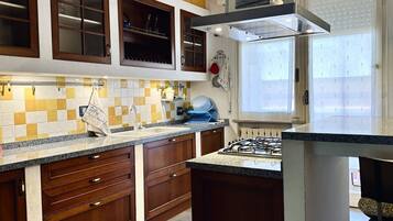Kühlschrank, Ofen, Geschirrspüler, Esstisch