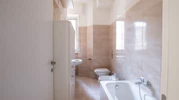 Hair dryer, bidet, towels