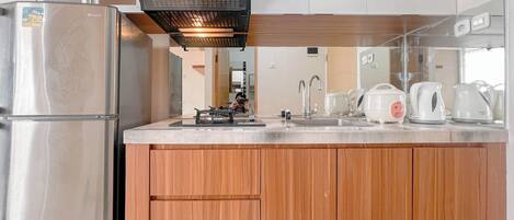 Leilighet – deluxe | Eget kjøkken | Kjøleskap, kokeplater og spisebord