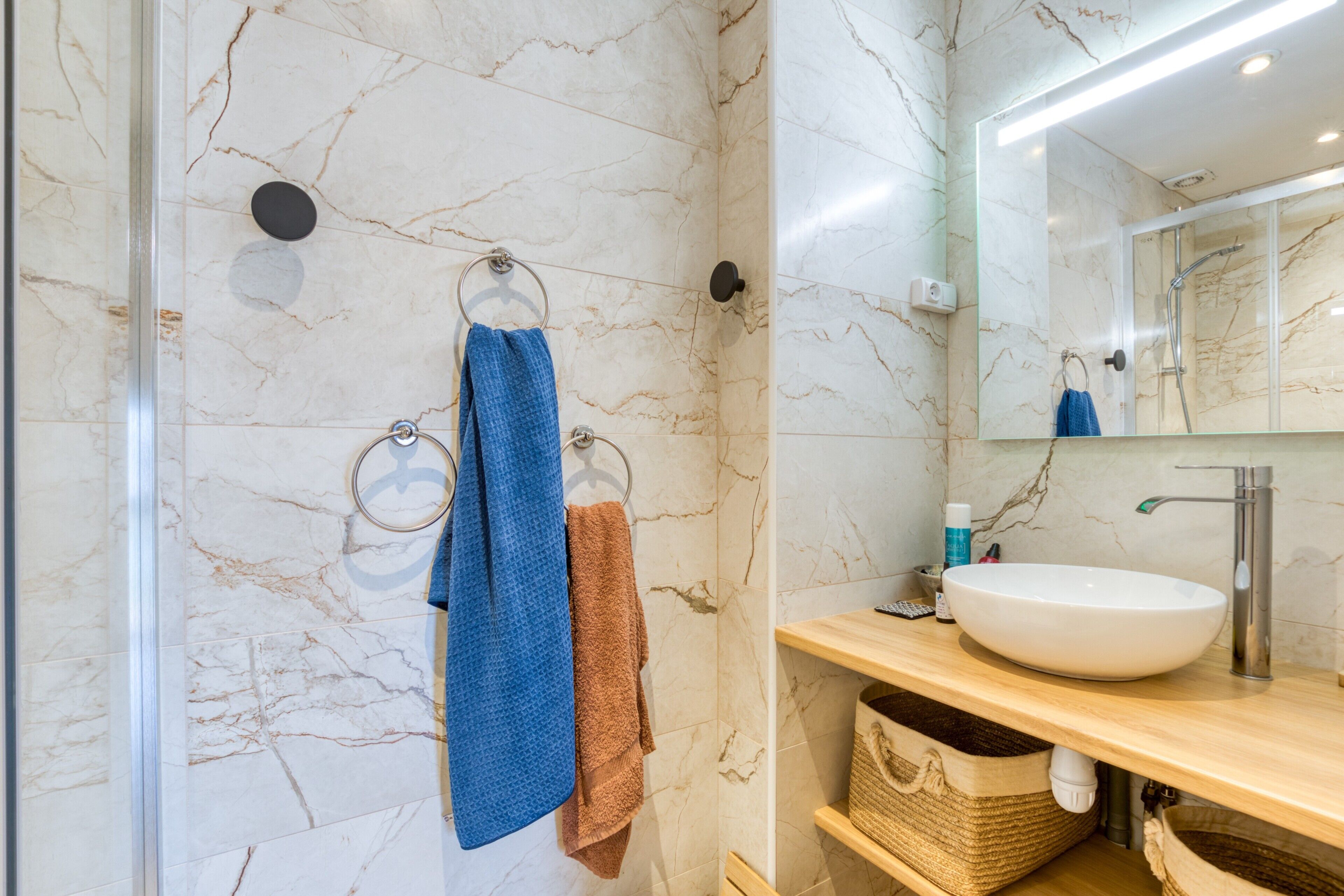 Shower, hair dryer