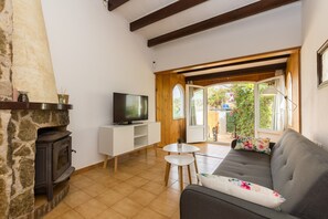 Televisión y chimenea 