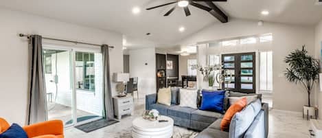 Smart TV, fireplace, video games