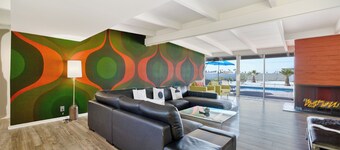 Desert Escape: 5BR Mid-Century Home w/ Pool, Spa, Firepit & Pickleball Court!