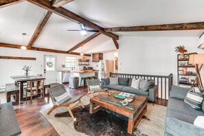 TV, fireplace - Private Hot Tub: Tree-Lined Poconos Home! (Pocono Summit)