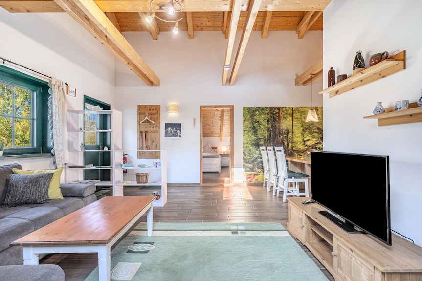 Ferienwohnung 'Blockhaus - Ferienwohnung Sunset' Mit Gemeinschaftsgarten, Balkon Und Wlan - Augustusburg
