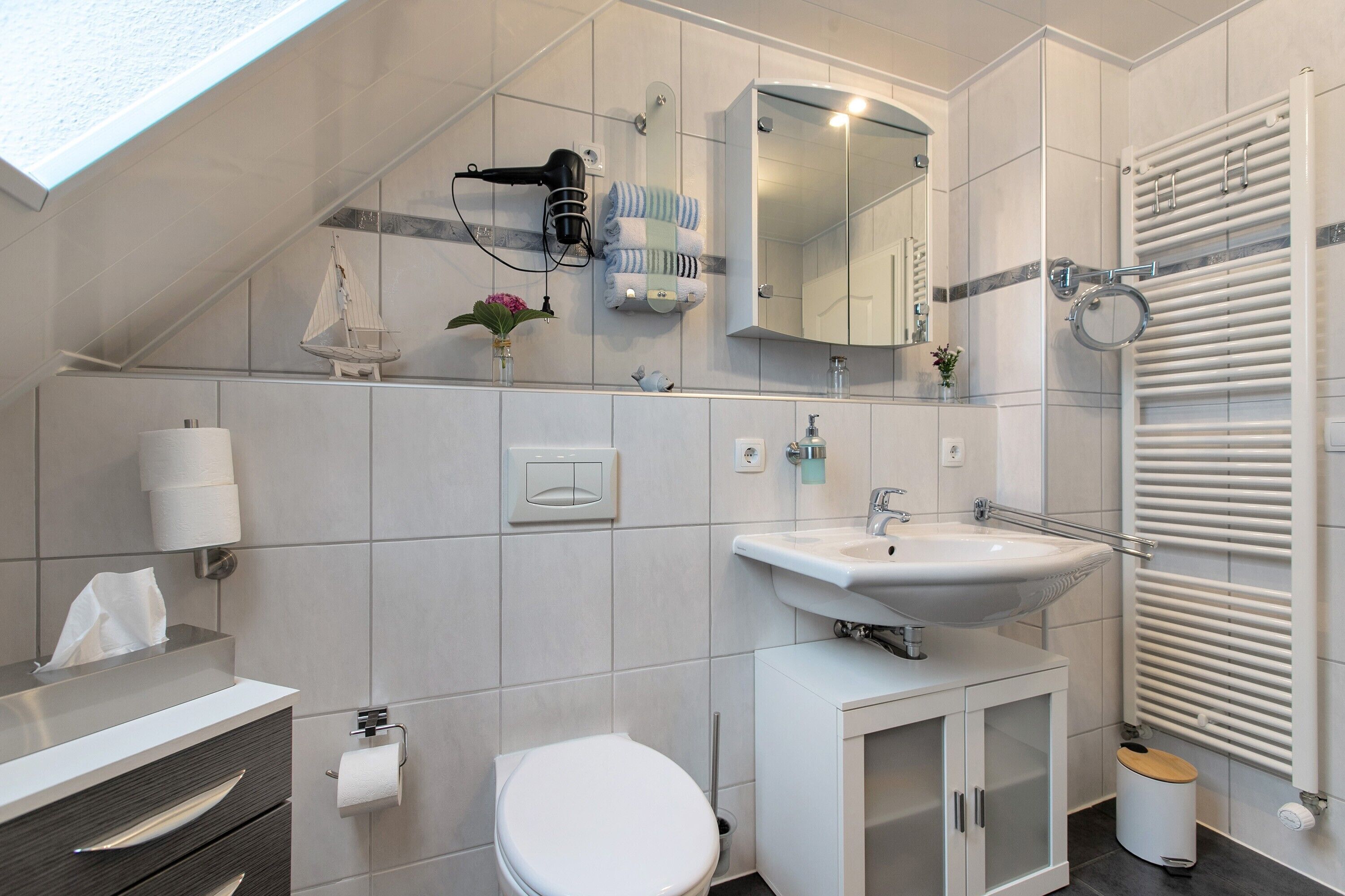 Dusche, Haartrockner, Handtücher