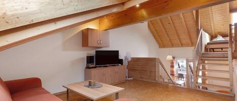 Tv, dvd-spelare, ett bordtennisbord och en stereo