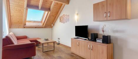 Fernseher, DVD-Player, Tischtennisplatte, Stereoanlage