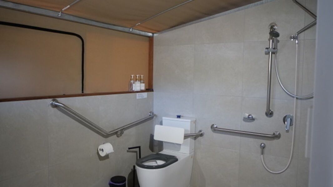 Shower, eco-friendly toiletries, hair dryer, towels