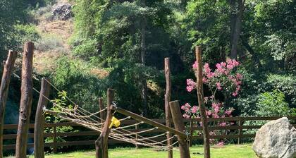 Mountain Wooden House by the River with Playground