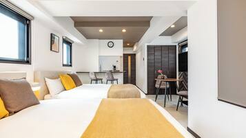 コンフォート アパートメント バルコニー シティビュー | 1 室のベッドルーム、遮光カーテン、WiFi (無料)