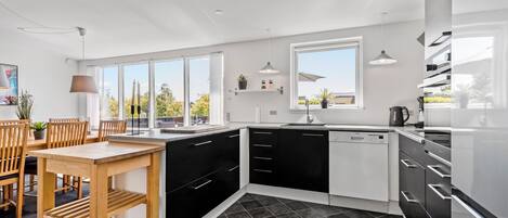 Fridge, dishwasher, coffee/tea maker