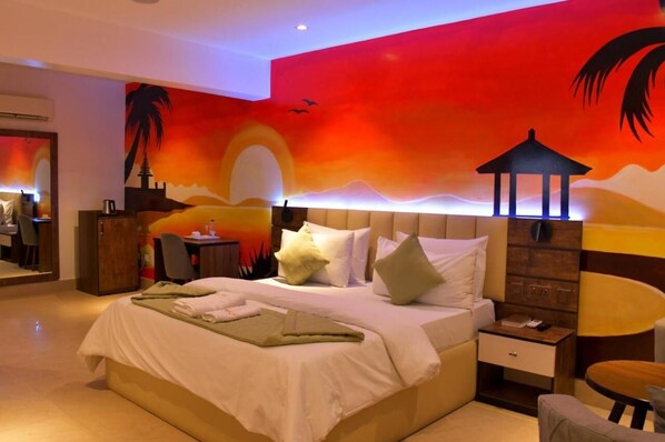 Desk, free WiFi, bed sheets