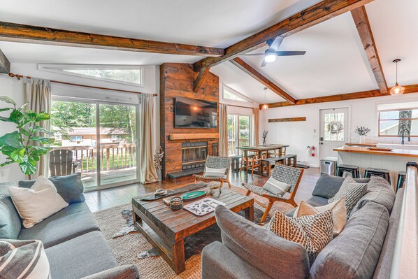 House (3 Bedrooms) | Front of property - Private Hot Tub: Tree-lined Poconos Home! (Pocono Summit)