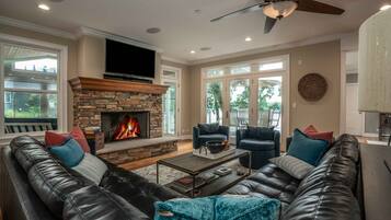 House, Multiple Beds, Pool Access (Island Getaway on Delavan Lake) | Living area | 50-inch flat-screen TV with digital channels