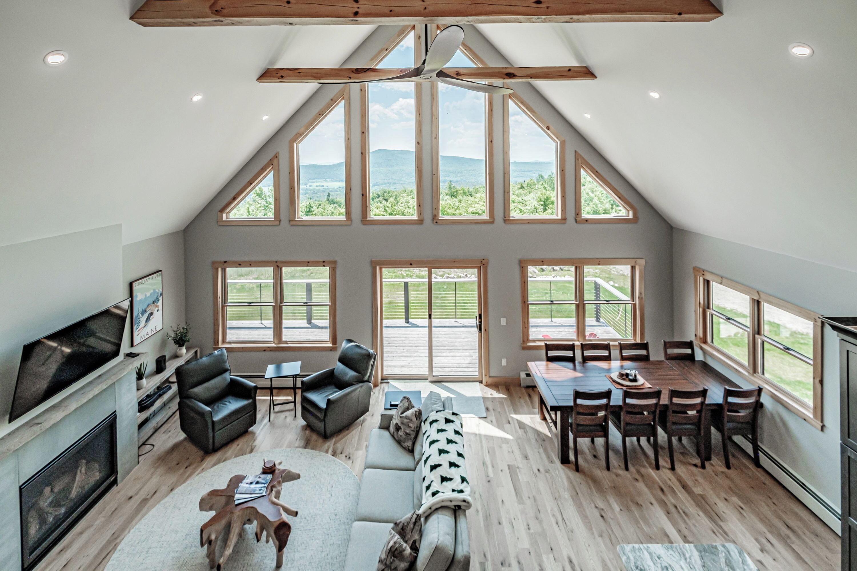 Smart TV, fireplace, video games, DVD player