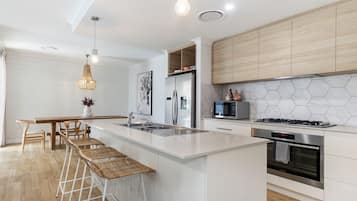 Microwave, oven, dishwasher, high chair