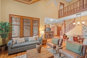 House, Multiple Beds, Fireplace, Mountain View (Haven on the Ridge at Echota) | Living area | 42-inch flat-screen TV with digital channels, fireplace